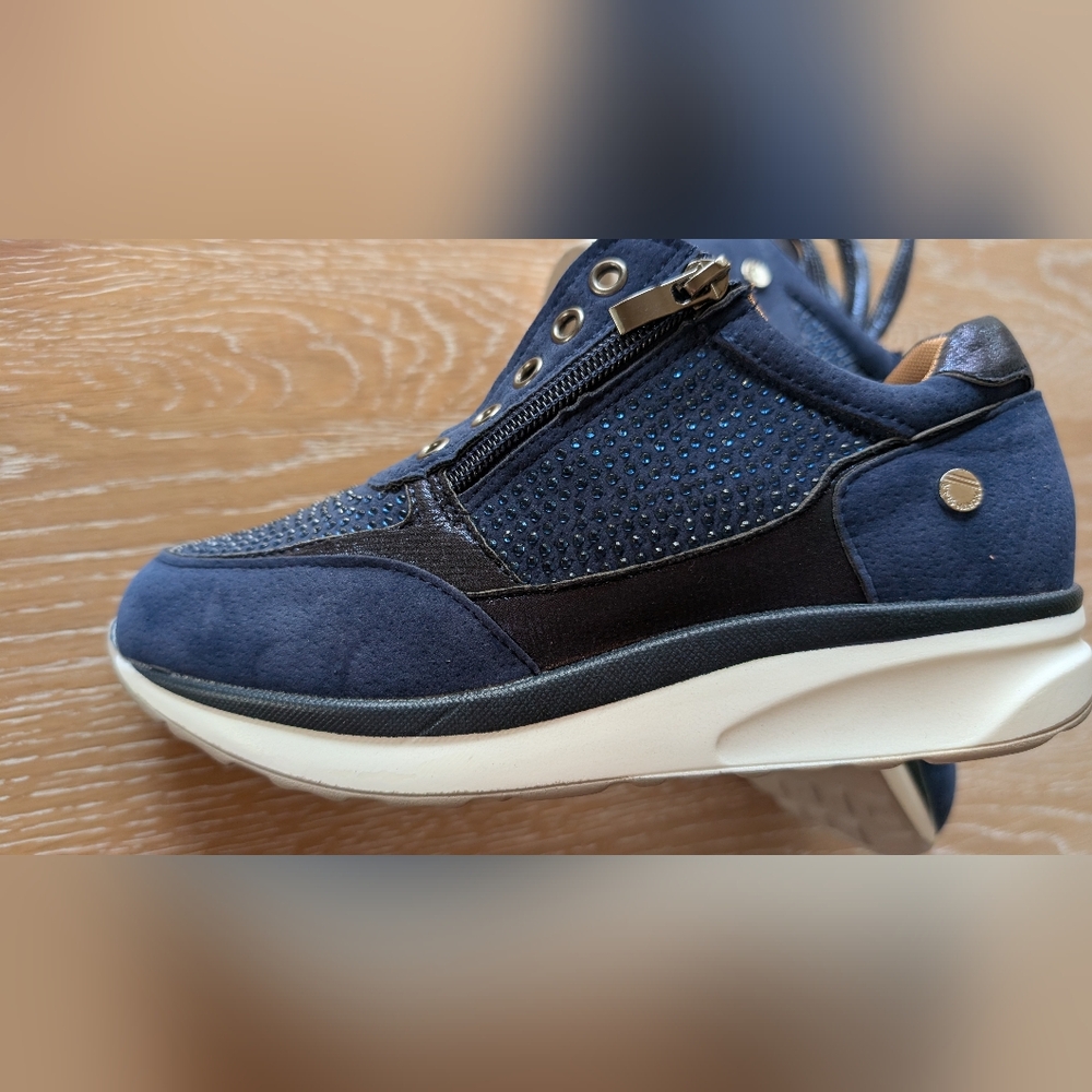 Navy Blue Casual North Star Sneakers with Zipper